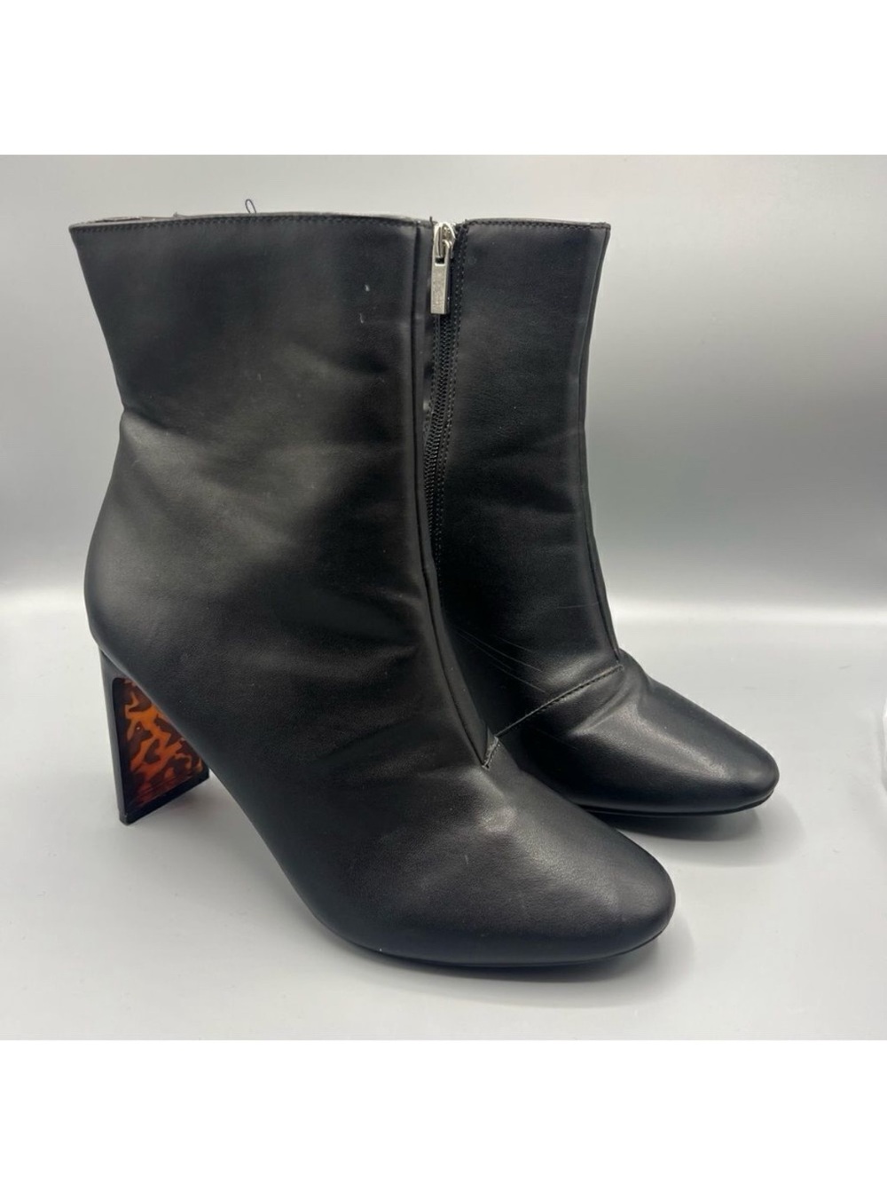 A New Day Women’s Clear Leopard Print Heel Black Ankle Boots